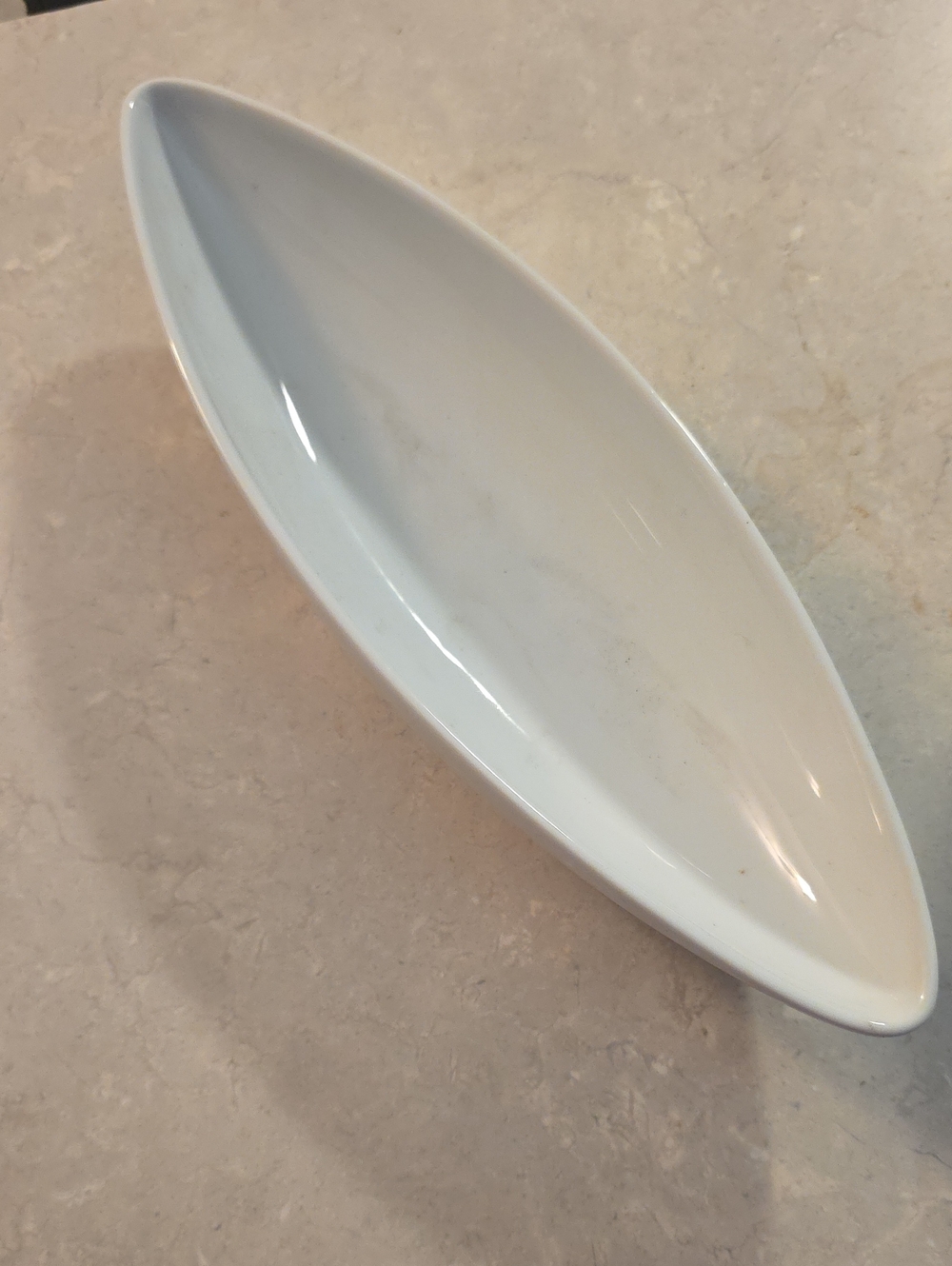 Maison Blanc White Ceramic Boat-Shaped Serving Dish